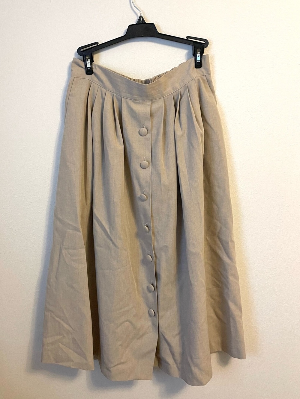 Sara Michelle - Cottagecore Beige Button-Front Midi Skirt - Size 12